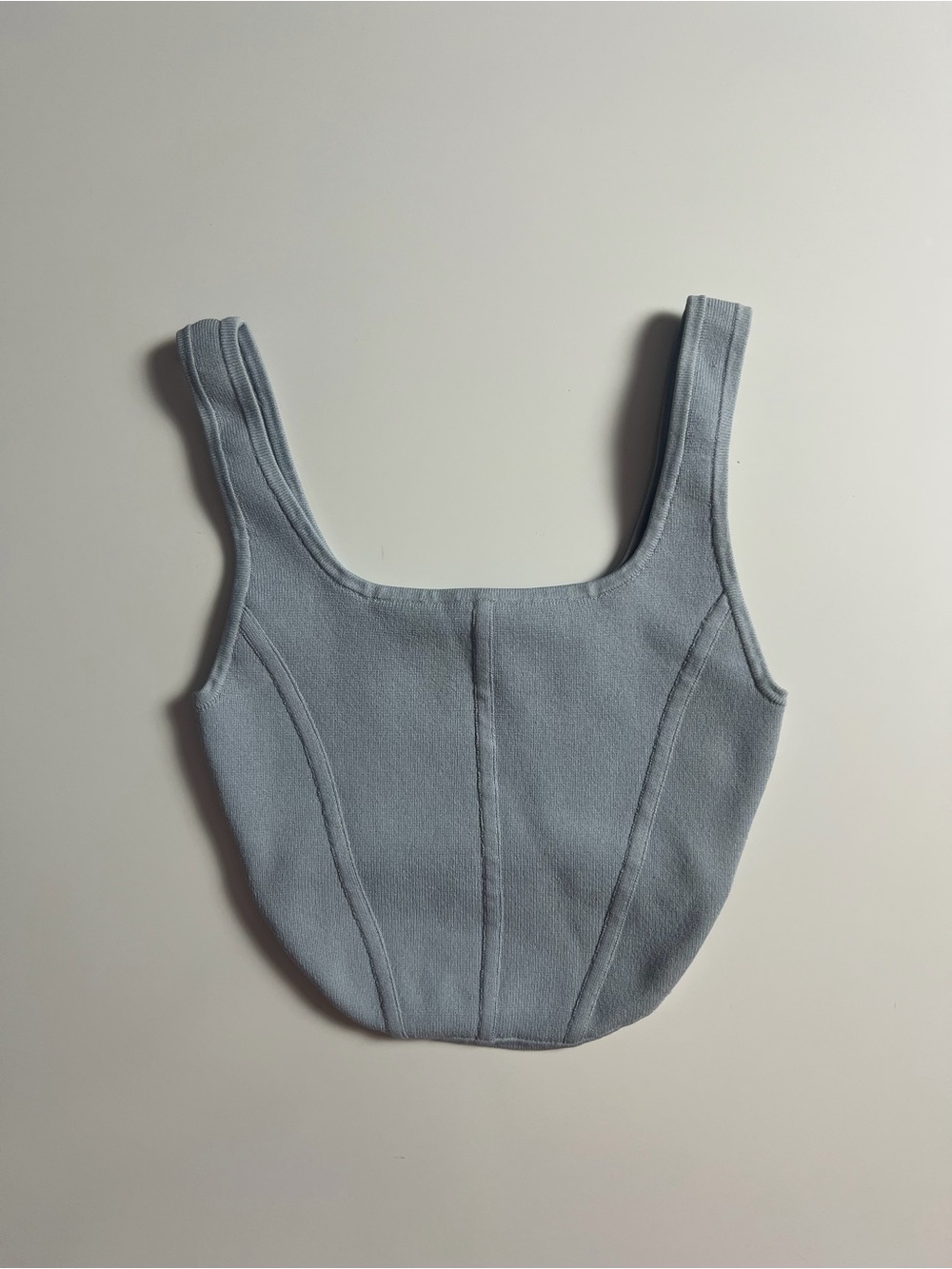 Babaton Aritzia Sculpt Knit Bustier Tank Top, Light Blue, Size XS